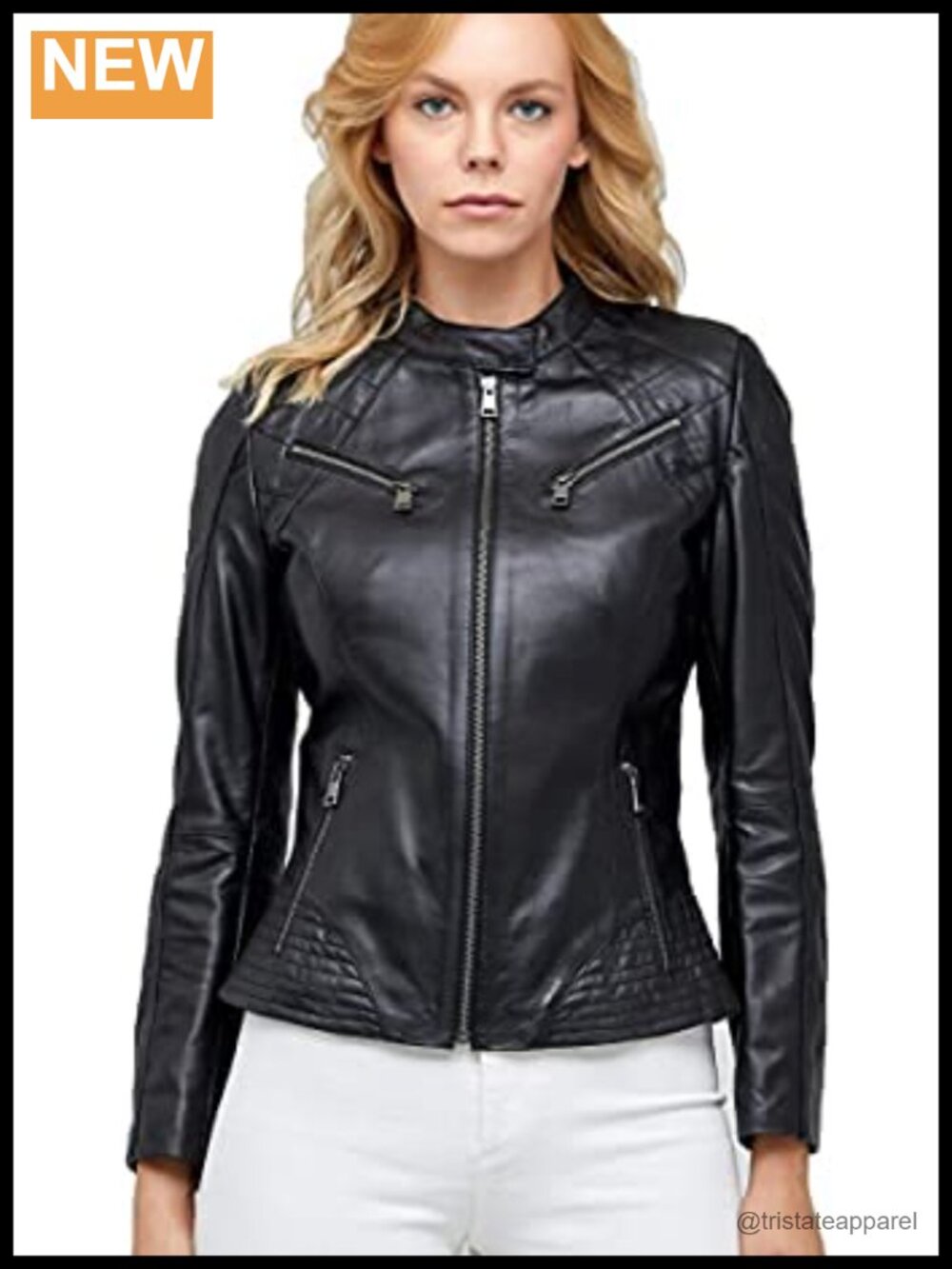 Women's Real Leather Motorcycle Bomber Biker Jacket Winter Coat